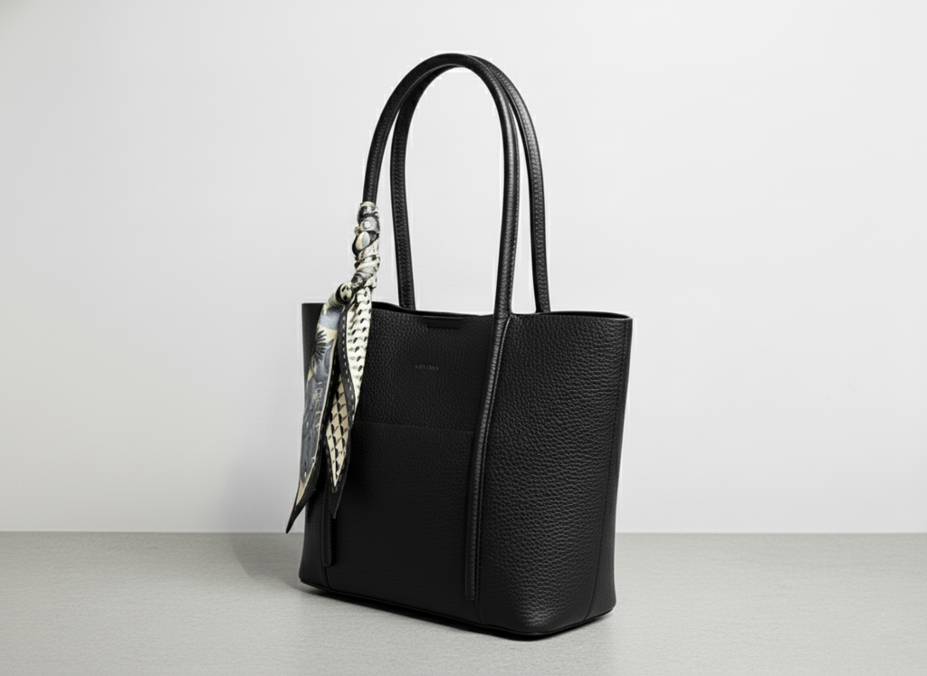 "Stil İkonu" Fularlı Siyah Omuz Çantası