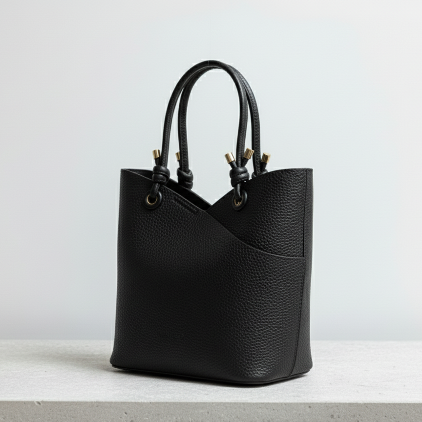 KRISTEBELL - V Kesimli Siyah Şık Kova Çanta