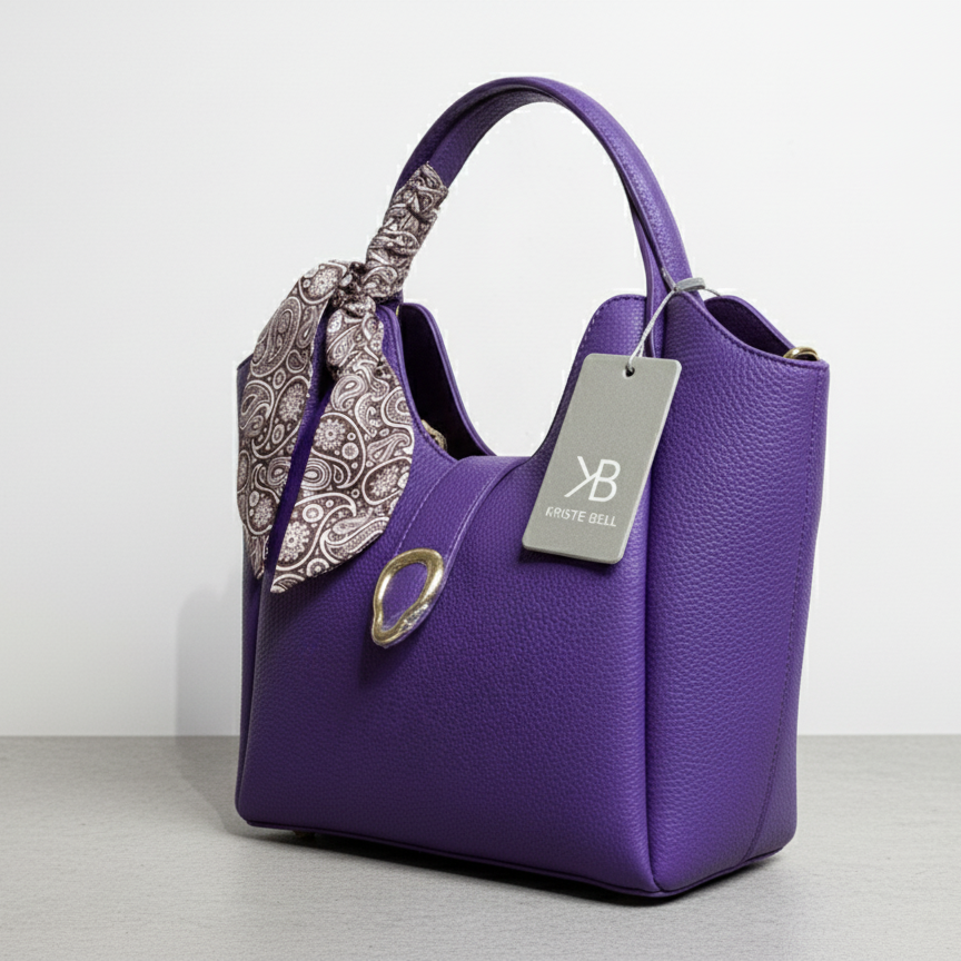 Mor Fular Detaylı Tote Çanta