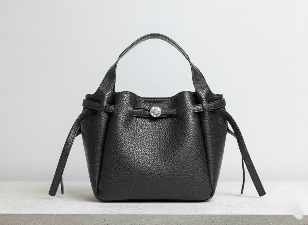 Siyah Büzgülü El ve Omuz Çantası