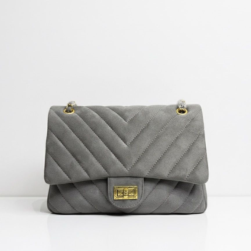 Yumuşak Dokulu Gri Omuz Çantası