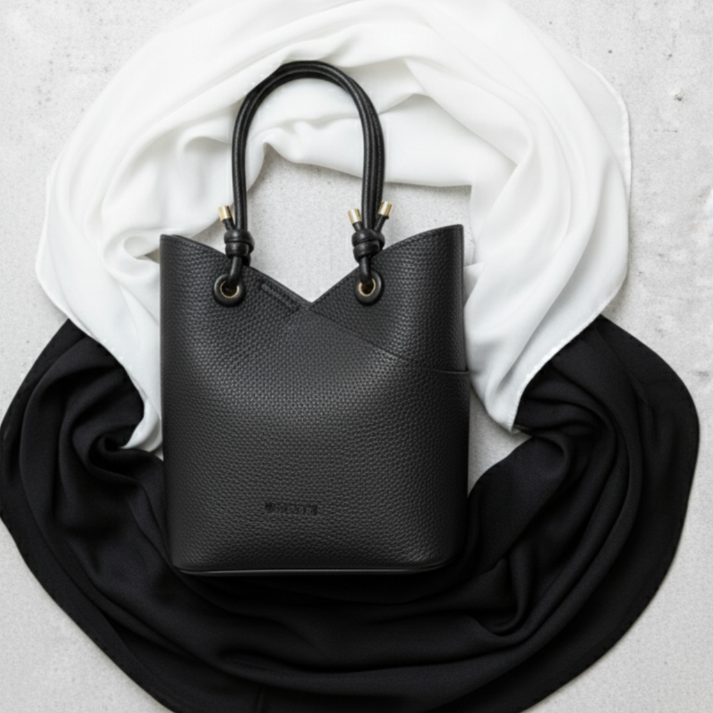 KRISTEBELL - V Kesimli Siyah Şık Kova Çanta