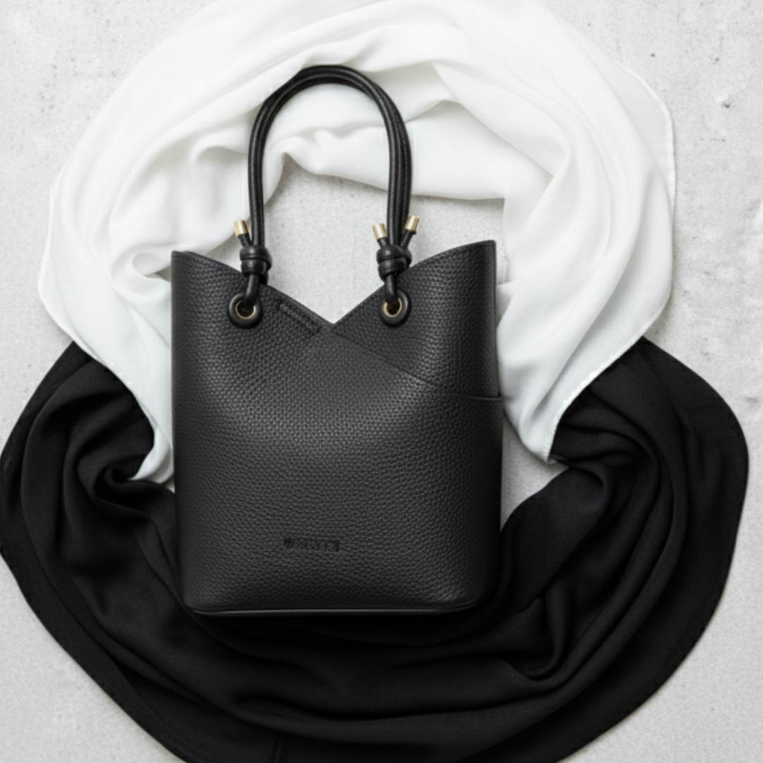 KRISTEBELL - V Kesimli Siyah Şık Kova Çanta